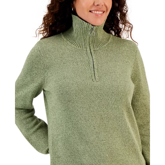 Best Pirce 💯 Karen Scott 👩 Women's Cotton Marl Zip Sweater, Created For Macy's New Navy Marl ⭐ - Image 4