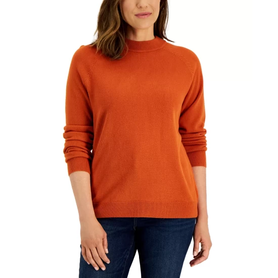 Best Pirce ⭐ Karen Scott Petite Mock Neck Zip-Back Sweater, Created For Macy's Merlot 🎁 - Image 12