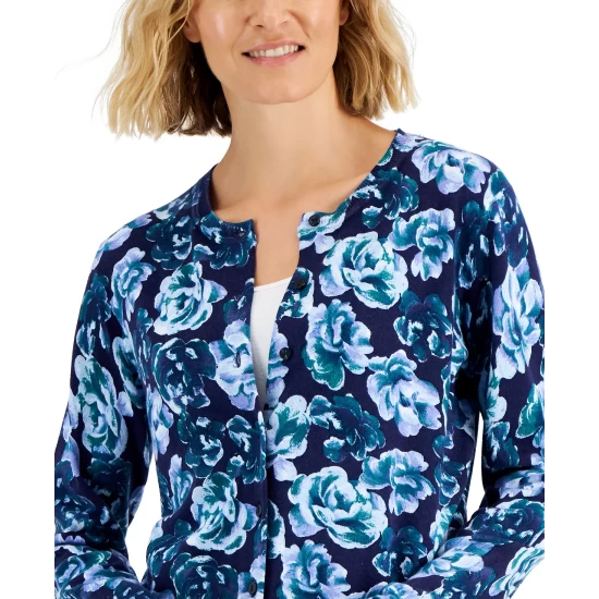 Promo ๐ฅ Karen Scott ๐ฉ Women's Blossom Cardigan, Created For Macy's Crescendo Blue โค๏ธ - Image 4