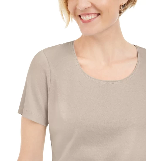 Top 10 ๐ Karen Scott Short Sleeve Scoop Neck Top, Created For Macy's Pebble ๐ - Image 4