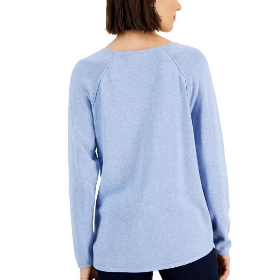 Buy ๐ Karen Scott Cotton Colorblocked Patchwork Sweater, Created For Macy's Deep Black ๐ - Image 5