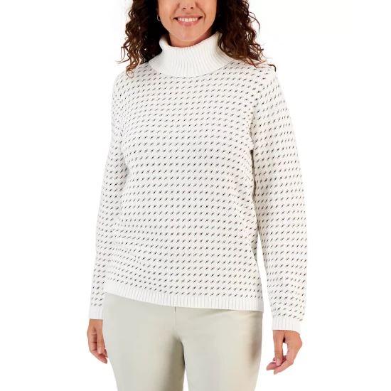 Coupon โ๏ธ Karen Scott Petite Printed Turtleneck Sweater, Created For Macy's New Red Amore Stripe ๐งจ - Image 5