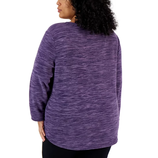 Buy ๐ Karen Scott Plus Size Space-Dyed Microfleece Top, Created For Macy's New Red Amore ๐ - Image 4