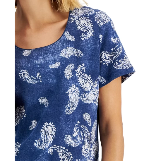 Best reviews of ๐ Karen Scott ๐ฉ Women's Paisley-Print Relaxed Scoop-Neck Top, Created For Macy's Bright White ๐ - Image 5