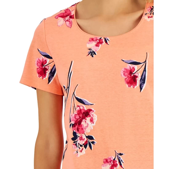 Outlet ๐ฅ Karen Scott ๐ฉ Women's Venus Fleur Printed Relaxed Top, Created For Macy's Ultra Blue โ๏ธ - Image 5