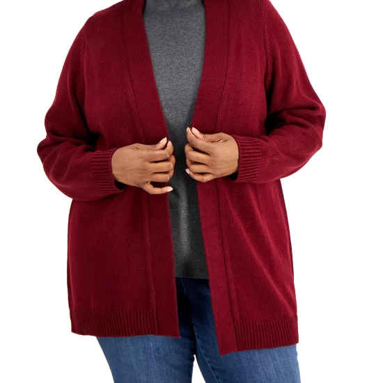 Budget 🔥 Karen Scott Plus Size Cardigan Sweater, Created For Macy's Charcoal Heather ⌛ - Image 8