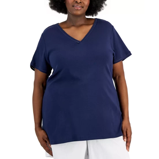 Top 10 🎉 Karen Scott Plus Size Cotton Crochet-Trimmed Top, Created For Macy's Boca Blush ❤️ - Image 3