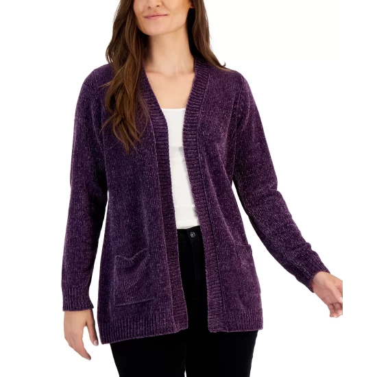Best Sale ๐ Karen Scott Petite Chenille Cardigan, Created For Macy's Purple Dynasty ๐ - Image 3