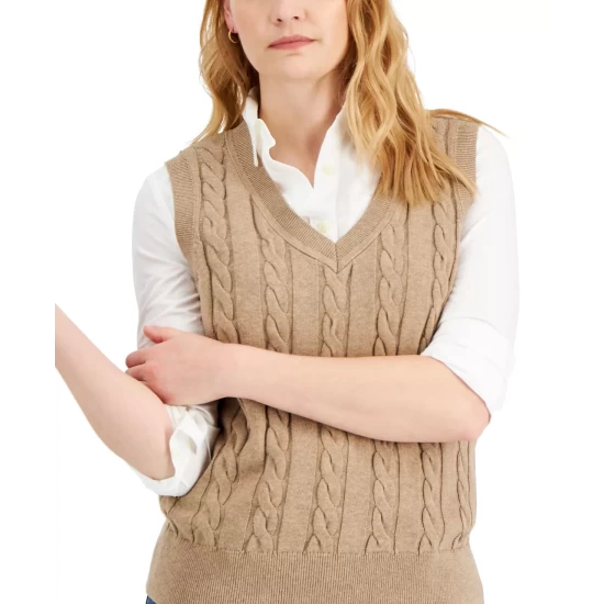 Hot Sale ๐ Karen Scott Petite Cotton Traditional Sweater Vest, Created For Macy's New Red Amore ๐ฅฐ - Image 4