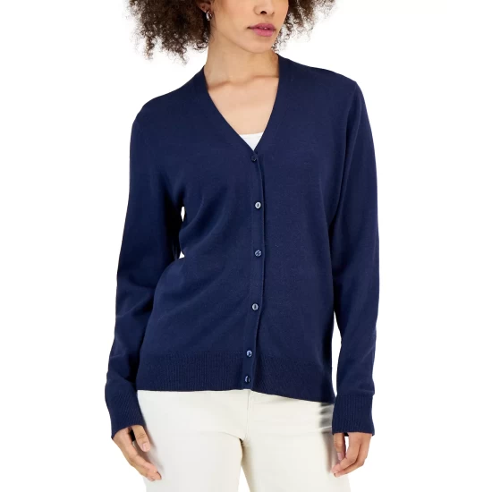 Best Pirce 🔔 Karen Scott 👩 Women's V-Neck Cardigan, Created For Macy's Cassis ✨ - Image 4