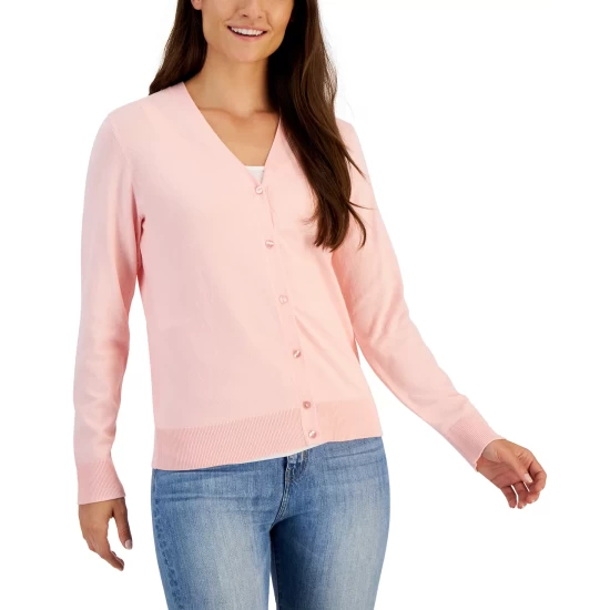 Best Pirce 🔔 Karen Scott 👩 Women's V-Neck Cardigan, Created For Macy's Cassis ✨ - Image 8