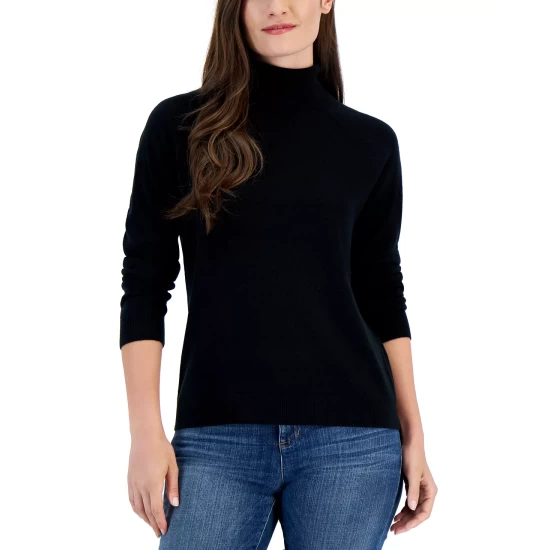 Budget ๐ Karen Scott ๐ฉ Women's Textured Microfleece V-Neck Top, Created For Macy's Deep Black ๐