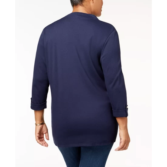 Best Pirce ๐ฅ Karen Scott Plus Size Cotton Cozy Cardigan, Created For Macy's Charcoal Heather โญ - Image 5