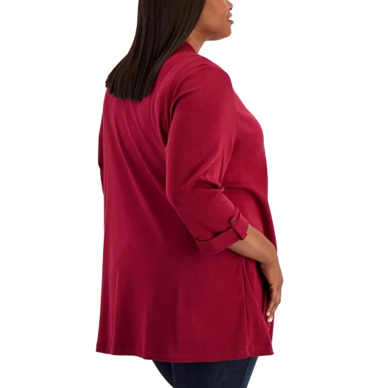 Best Pirce ๐ฅ Karen Scott Plus Size Cotton Cozy Cardigan, Created For Macy's Charcoal Heather โญ - Image 6