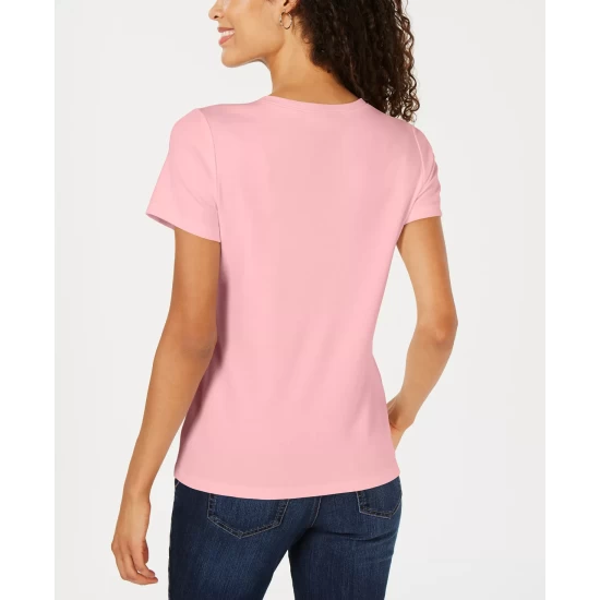 New ๐ฏ Karen Scott Short Sleeve Henley Top, Created For Macy's Soft Pink โญ - Image 13