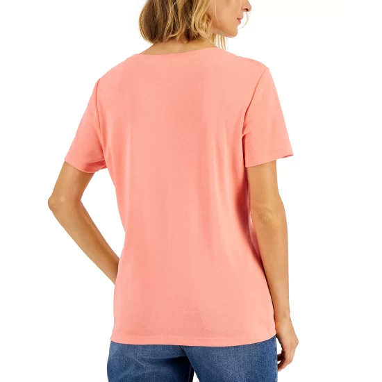New ๐ฏ Karen Scott Short Sleeve Henley Top, Created For Macy's Soft Pink โญ - Image 15