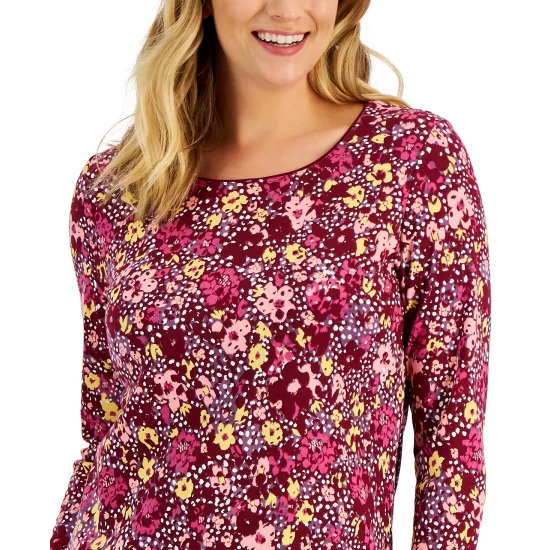 Cheap โญ Karen Scott ๐ฉ Women's Camo Fleur Top, Created For Macy's Intrepid Blue ๐ - Image 5