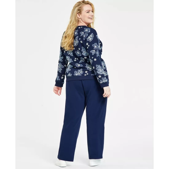 Wholesale 🛒 Karen Scott Plus Size Printed Sweatshirt, Created For Macy's Intrepid Blue 🤩 - Image 6
