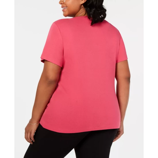 Buy ๐ Karen Scott Plus Size Short Sleeve Scoop-Neck Top, Created For Macy's Beach Glass ๐ฏ - Image 6
