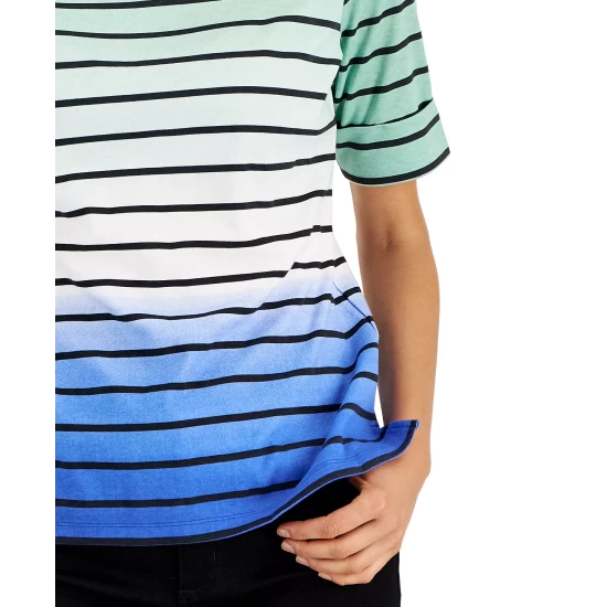 Top 10 🛒 Karen Scott 👩 Women's Striped Ombré Short-Sleeve Top, Created For Macy's Ultra Blue 😉 - Image 4