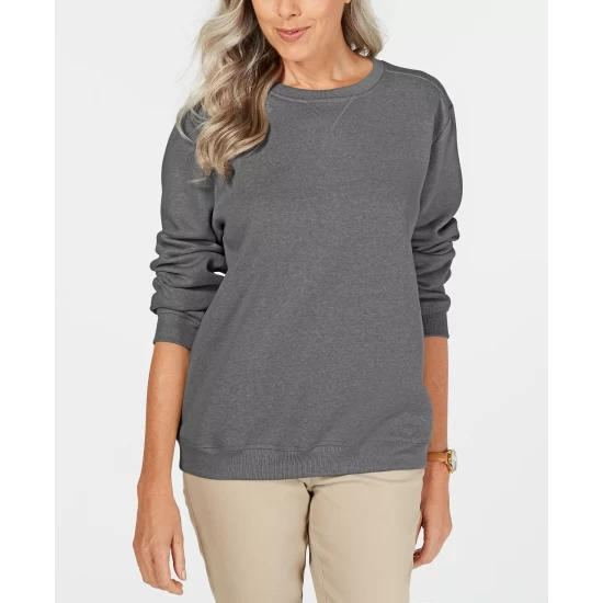 Best Pirce ๐ Karen Scott Crew Neck Fleece Sweatshirt, Created For Macy's Marine Green ๐คฉ - Image 2