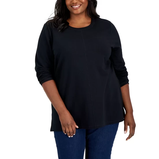 Coupon ๐ Karen Scott Plus Size French Terry Tunic, Created For Macy's Artic Wolf โ - Image 4