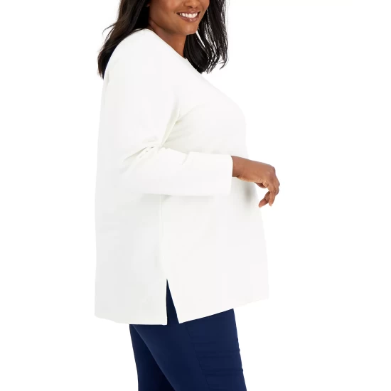 Coupon ๐ Karen Scott Plus Size French Terry Tunic, Created For Macy's Artic Wolf โ - Image 6