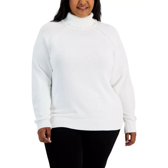 Flash Sale ๐ Karen Scott Plus Size Cotton Turtleneck Sweater, Created For Macy's Winter White ๐ - Image 2