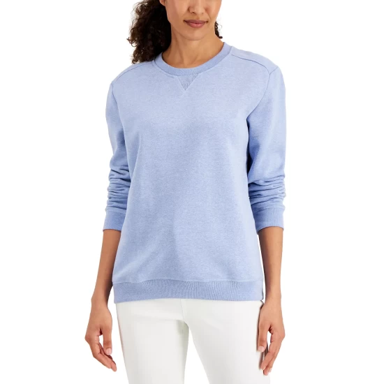 Best Pirce ๐ Karen Scott Crew Neck Fleece Sweatshirt, Created For Macy's Marine Green ๐คฉ - Image 8