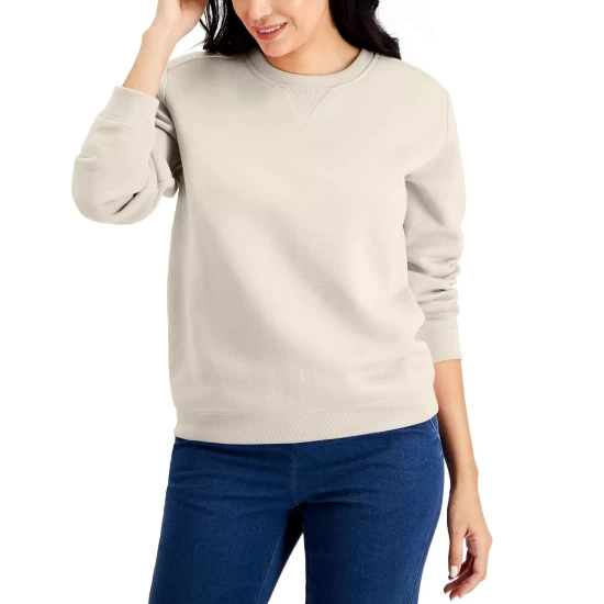 Best Pirce ๐ Karen Scott Crew Neck Fleece Sweatshirt, Created For Macy's Marine Green ๐คฉ - Image 13