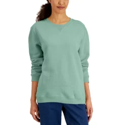 Cheap ๐คฉ Karen Scott ๐ฉ Women's Seam Front Crewneck Top, Created For Macy's Blue Mirage Heather ๐ฅฐ