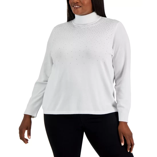 Brand new ๐งจ Karen Scott Plus Size Embellished Sweater, Created For Macy's Malbec ๐ - Image 2