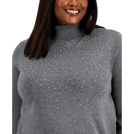 Brand new ๐งจ Karen Scott Plus Size Embellished Sweater, Created For Macy's Malbec ๐ - Image 3