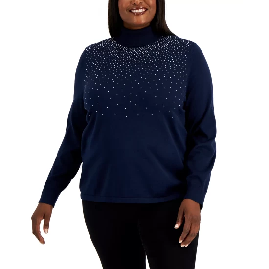Brand new ๐งจ Karen Scott Plus Size Embellished Sweater, Created For Macy's Malbec ๐ - Image 4