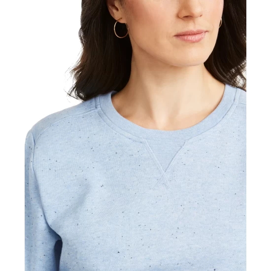 Coupon ๐ Karen Scott Petite Nep Fleece Sweatshirt, Created For Macy's Light Blue Heather โ๏ธ - Image 4