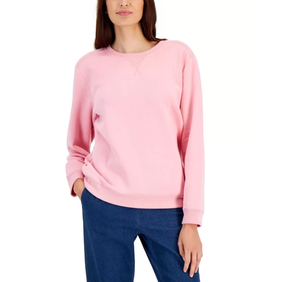 Best Pirce ๐ Karen Scott Crew Neck Fleece Sweatshirt, Created For Macy's Marine Green ๐คฉ - Image 18