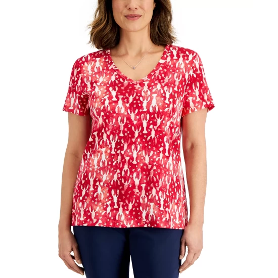 Top 10 😉 Karen Scott 👩 Women's Lobster Love Printed Top, Created For Macy's New Red Amore 🛒 - Image 5