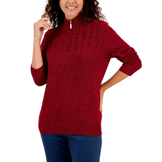 Best Pirce ๐ Karen Scott Petite Marl Mock Neck Pullover Sweater, Created For Macy's New Red Amore Marl ๐ฏ - Image 3