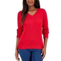 Brand new ๐ Karen Scott ๐ฉ Women's V-Neck Chenille Sweater, Created For Macy's Aqua Lake โ๏ธ