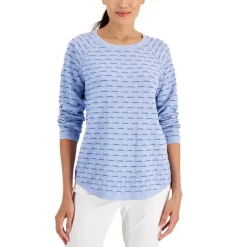 Buy ⭐ Karen Scott 👩 Women's ☀️ Summer Blooms Printed Fleece Top, Created For Macy's Boca Blush 😍
