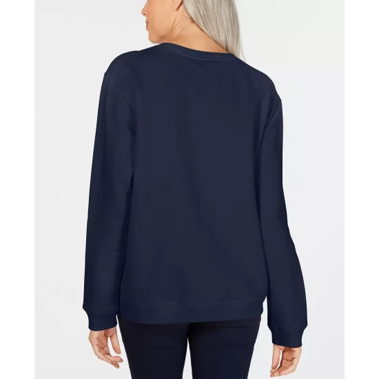 Promo ๐ Karen Scott Petite Fleece Crewneck Sweatshirt, Created For Macy's Marine Green ๐ - Image 2