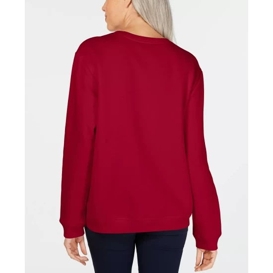 Promo ๐ Karen Scott Petite Fleece Crewneck Sweatshirt, Created For Macy's Marine Green ๐ - Image 4