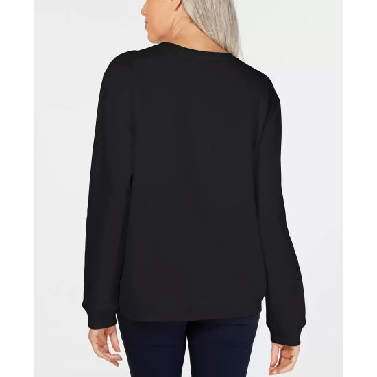 Promo ๐ Karen Scott Petite Fleece Crewneck Sweatshirt, Created For Macy's Marine Green ๐ - Image 5