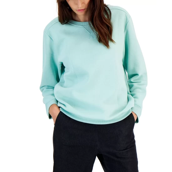 Promo ๐ Karen Scott Petite Fleece Crewneck Sweatshirt, Created For Macy's Marine Green ๐ - Image 7