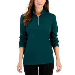 Coupon ๐งจ Karen Scott Shawl Collar Fleece Top, Created For Macy's Smoke Grey Heather ๐งจ