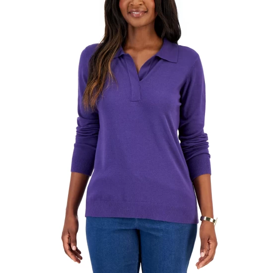 Best Pirce ๐ฅ Karen Scott ๐ฉ Women's Plush Polo Sweater, Created For Macy's Chestnut Hthr โ๏ธ - Image 8