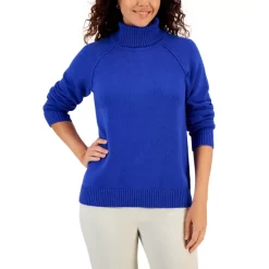Best Sale 🧨 Karen Scott 👩 Women's Colorblocked Turtleneck Sweater, Created For Macy's Chestnut Heather Combo ❤️