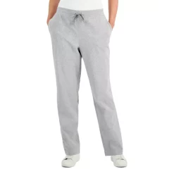 Hot Sale 👍 Karen Scott 👩 Women's Cotton Toggle Henley Top, Created For Macy's Charcoal Heather 😉