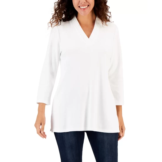 Deals 😀 Karen Scott 👩 Women's Cotton Tunic Top, Created For Macy's Sea Pink ⌛ - Image 3