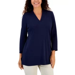 Best Sale ๐ Karen Scott ๐ฉ Women's Long-Sleeve Rose Print Top, Created For Macy's Deep Black ๐คฉ